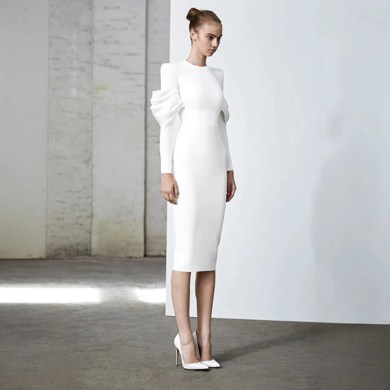 Elegant White Long Dress Women&