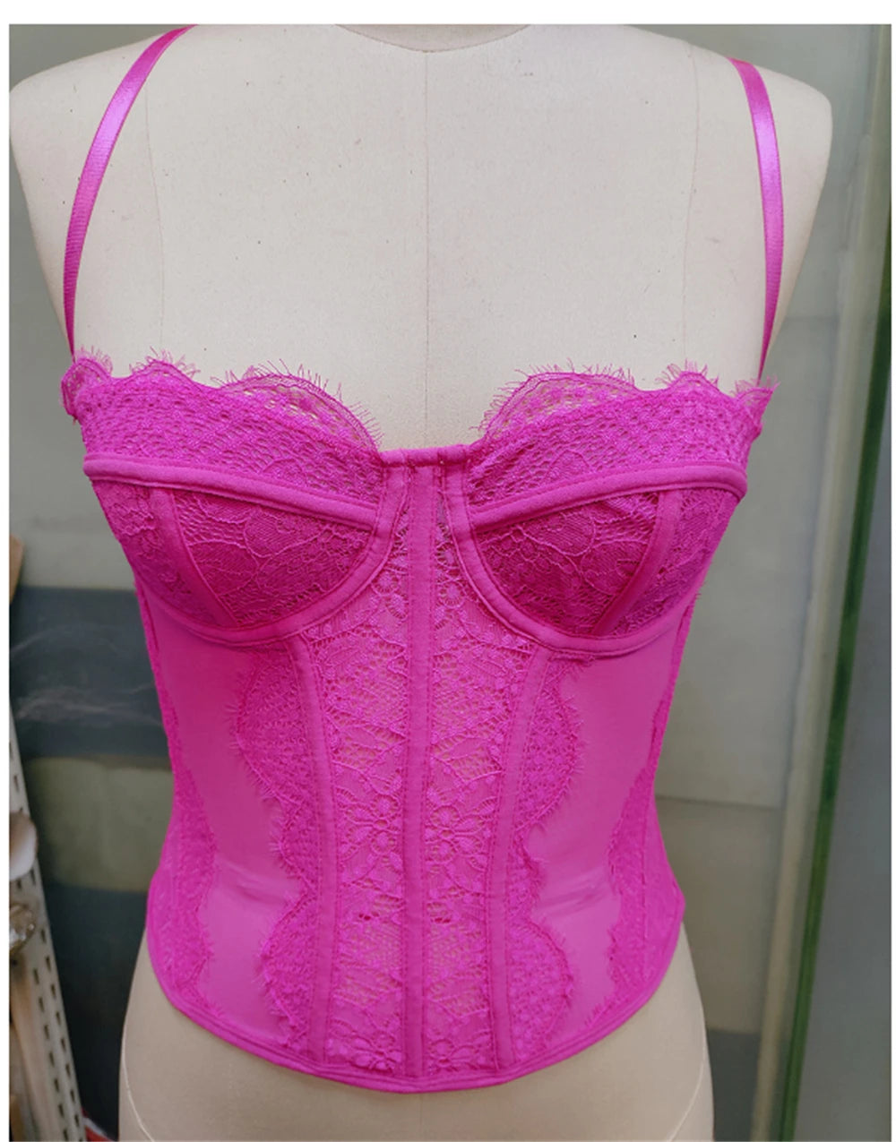 Sexy Lace Mesh Spaghetti Strap Corset