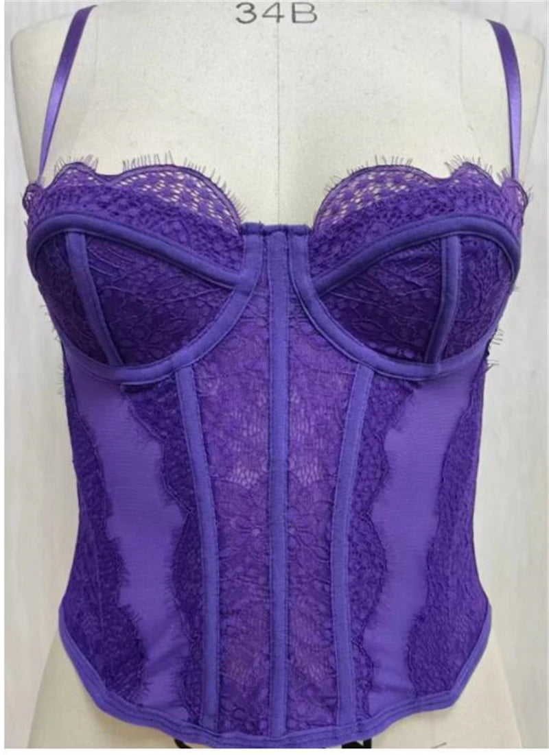Sexy Lace Mesh Spaghetti Strap Corset