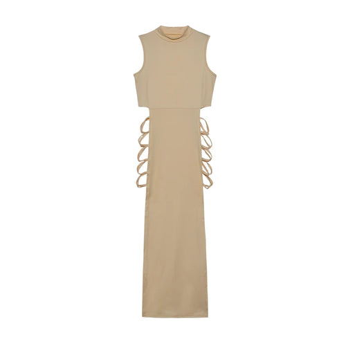 Criss Cross Cut Out Bodycon Sleeveless Dress,