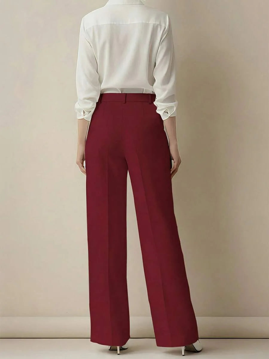2025 model women's high-waisted, draping, straight-cut, minimalist suit pants