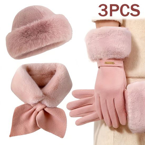 3pcs winter warmth accessory set, It is perfect for cold weather and outdoor activities, ideal Christmas or Valentine&