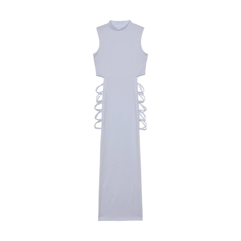 Criss Cross Cut Out Bodycon Sleeveless Dress,