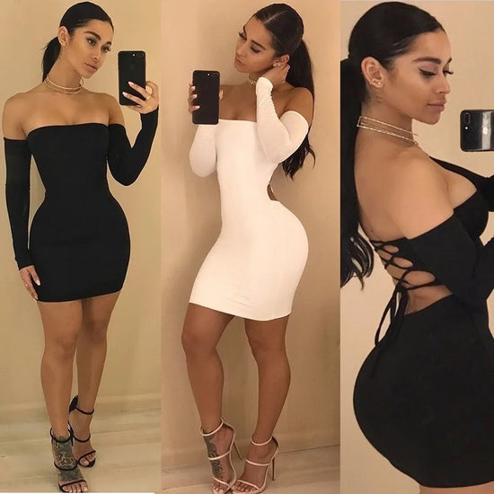 Ayla - long sleeve backless  dress