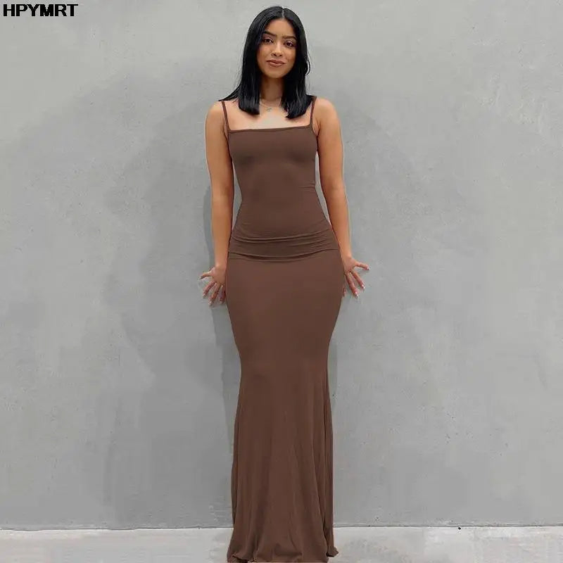 Shaniah - Satin Slip Sleeveless Backless Slim Sexy Maxi Dress