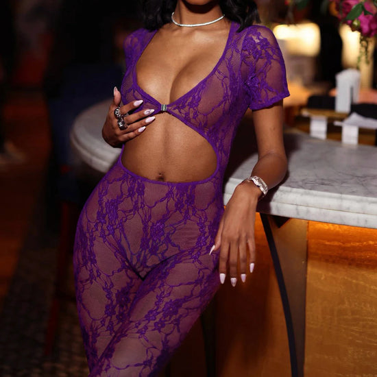 2025 Sexy Lace deep V-jumpsuit Women&