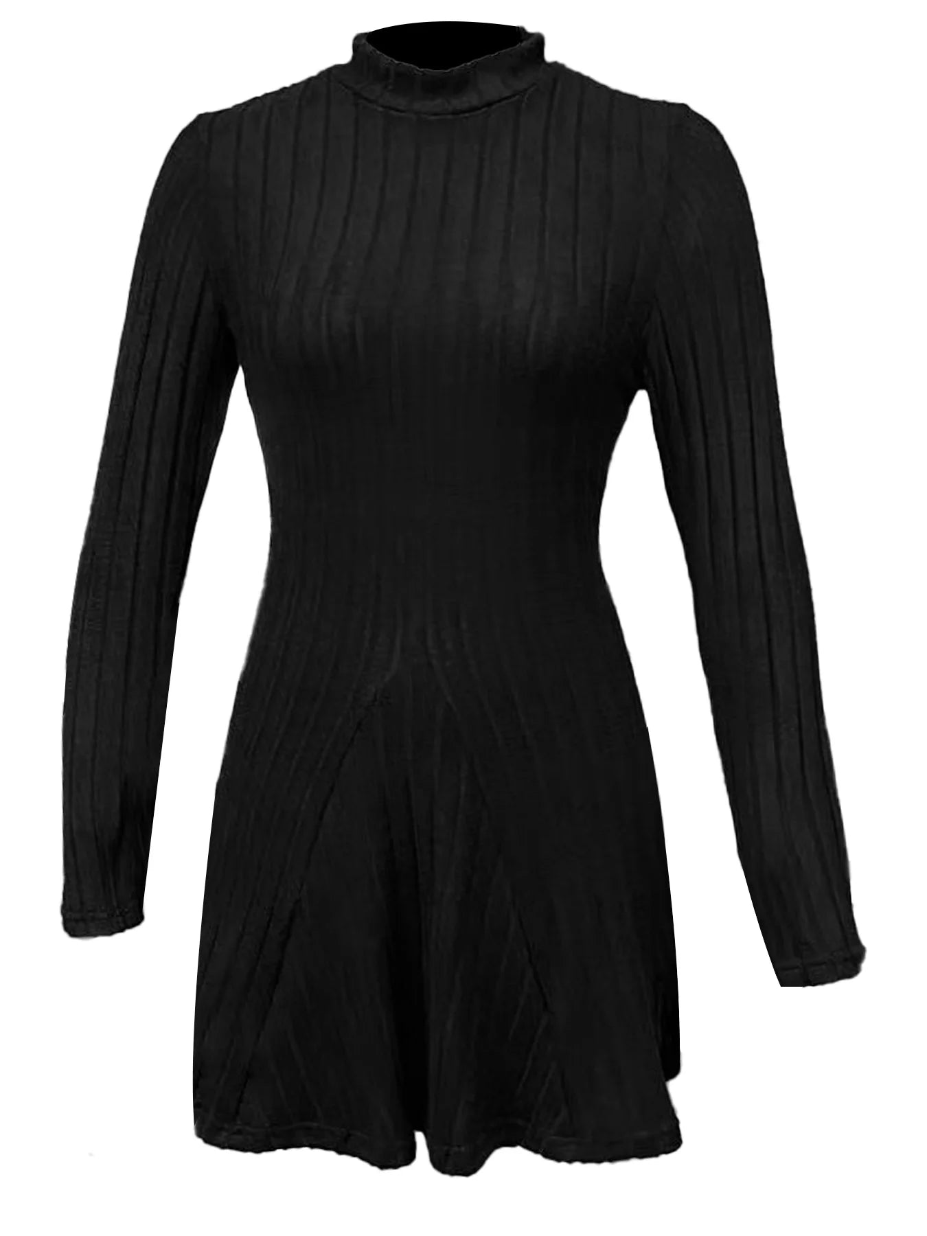 Women's slim fit half high collar waist cinched A-line skirt long