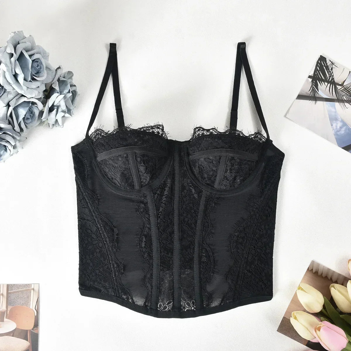 Sexy Lace Mesh Spaghetti Strap Corset