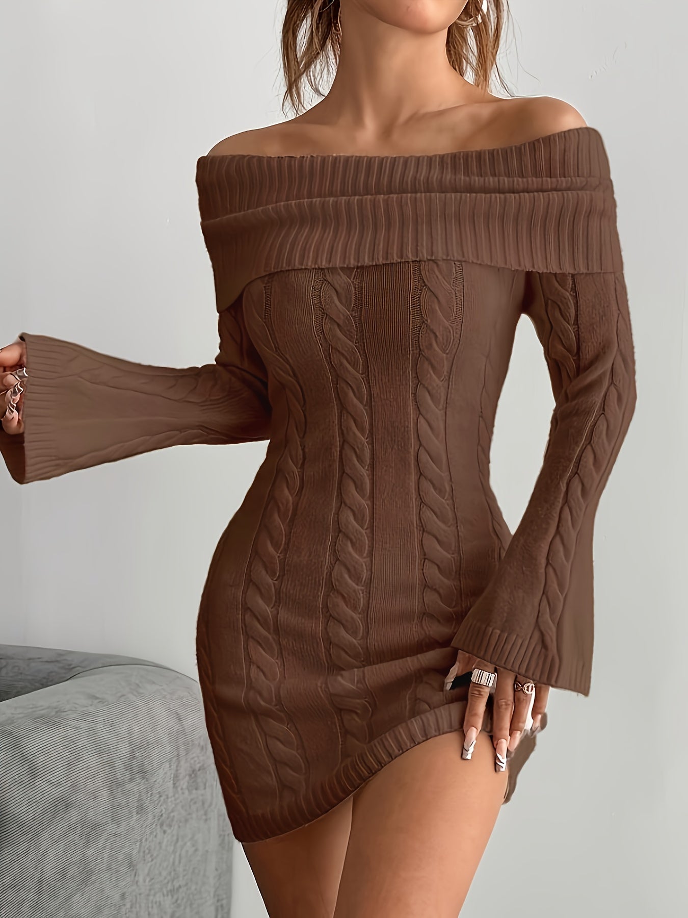 Off-the-Shoulder Sweater Dress