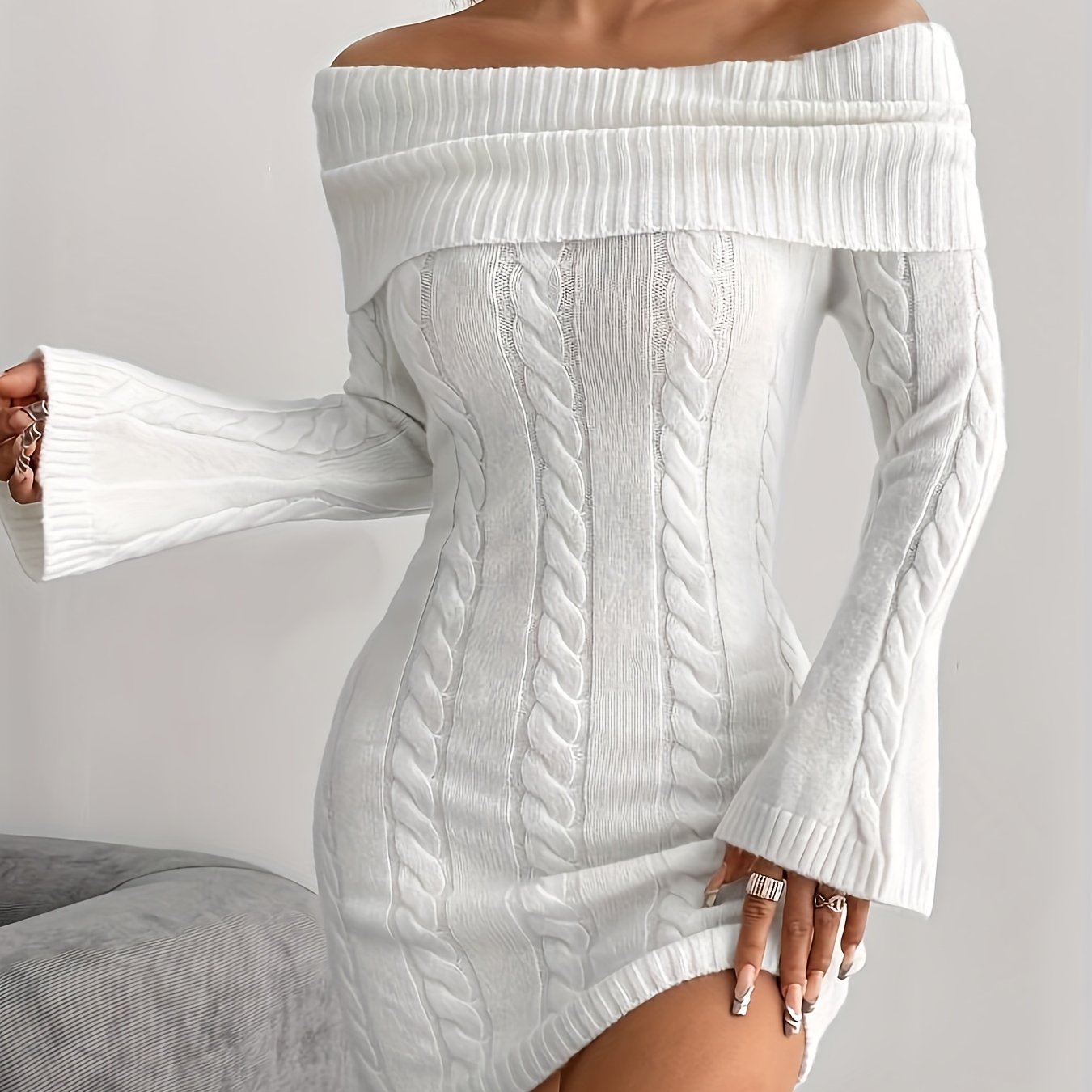 Off-the-Shoulder Sweater Dress