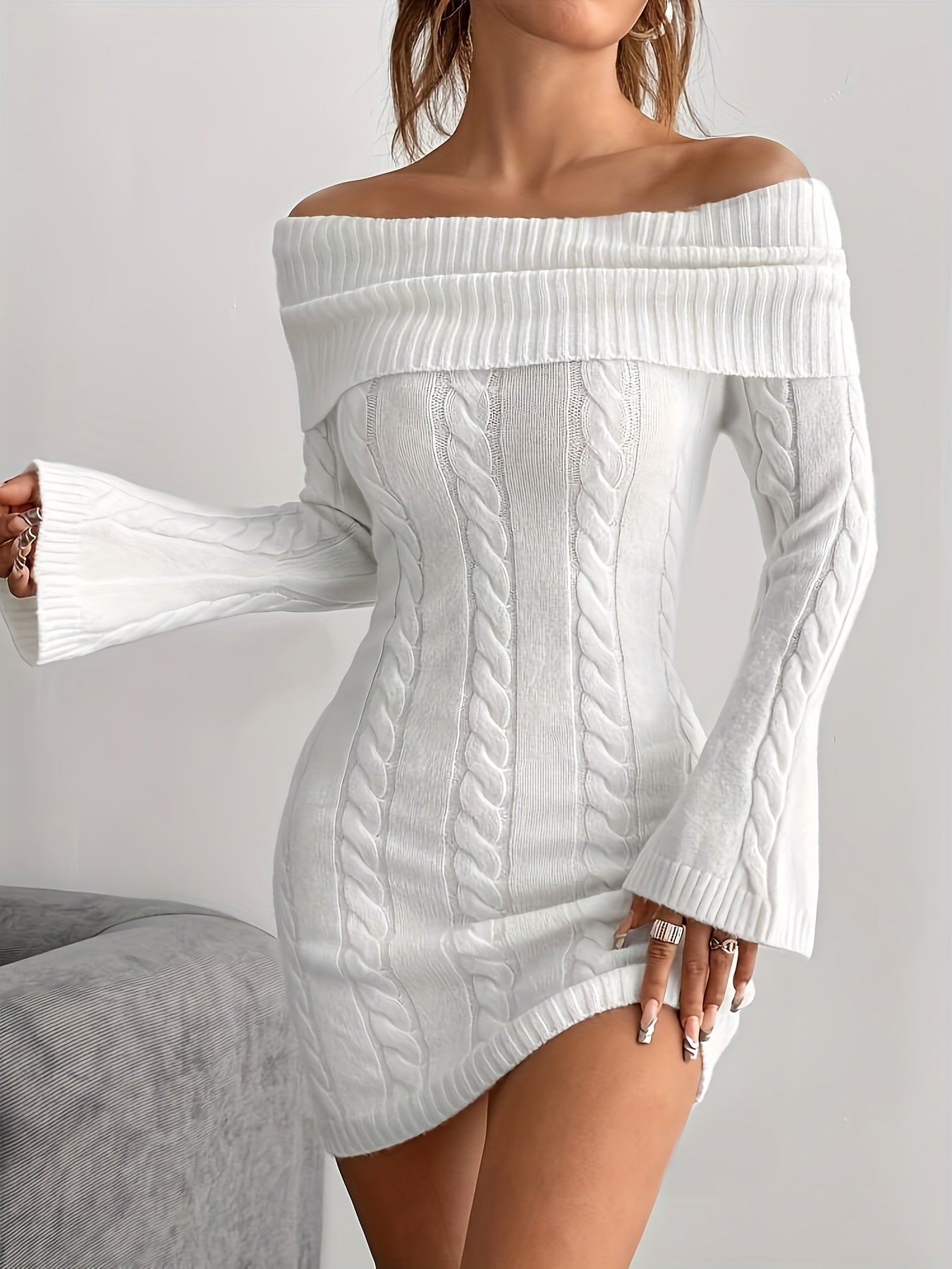 Off-the-Shoulder Sweater Dress